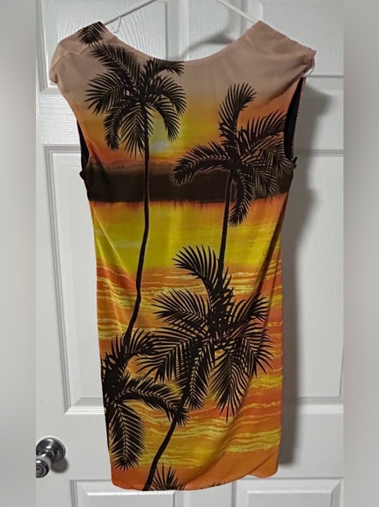 AFRM Dresses & Skirts - AFRM Sunset Palm Print Sleeveless Midi Dress - Orange & Yellow